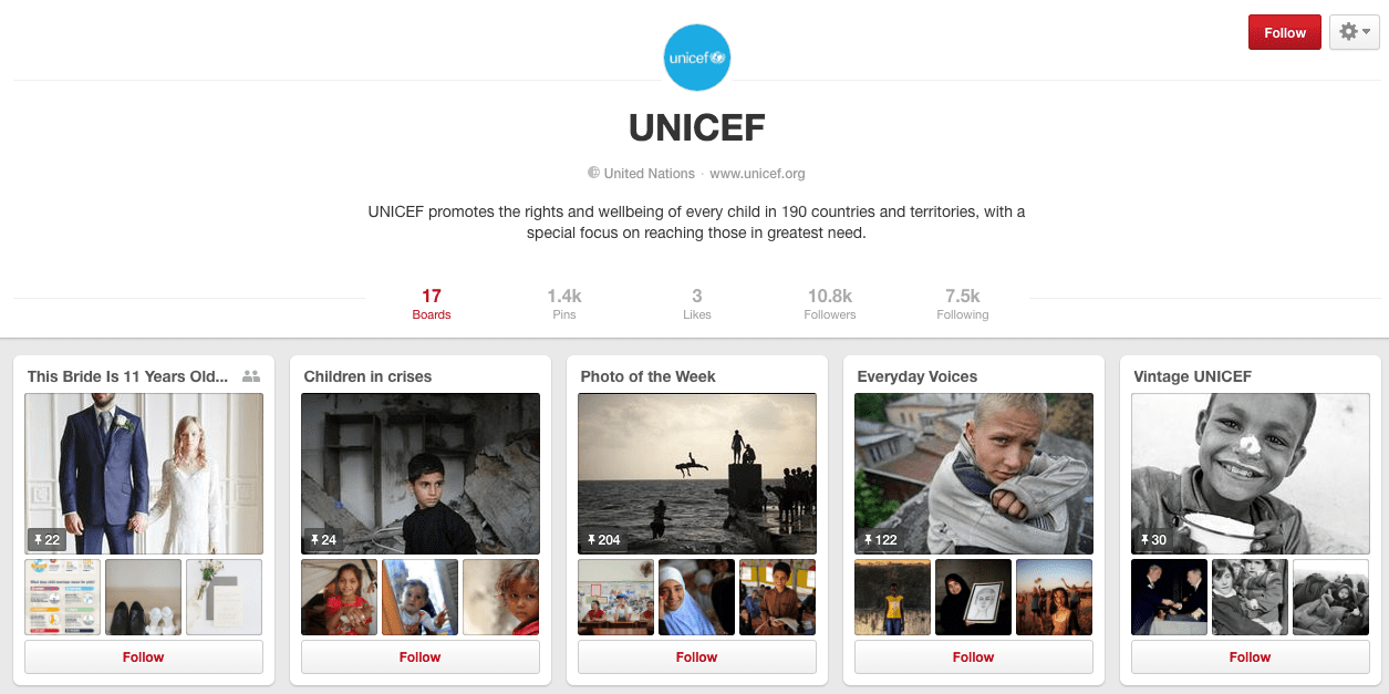Pinterest - UNICEF Example